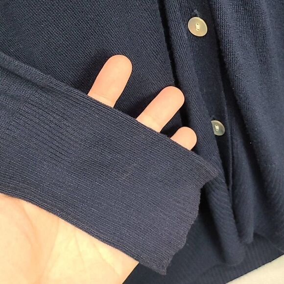 Gold Hawk V-Neck Dark Blue Sweater Dress Size Medium - Picture 6 of 6